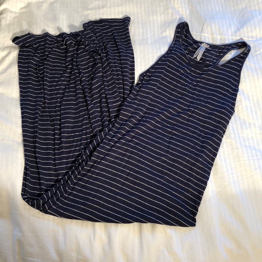 Navy and White Striped Maxi Dress